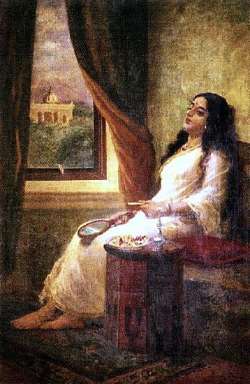 Raja Ravi Varma In Contemplation oil painting image